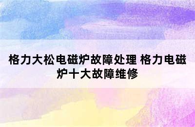 格力大松电磁炉故障处理 格力电磁炉十大故障维修